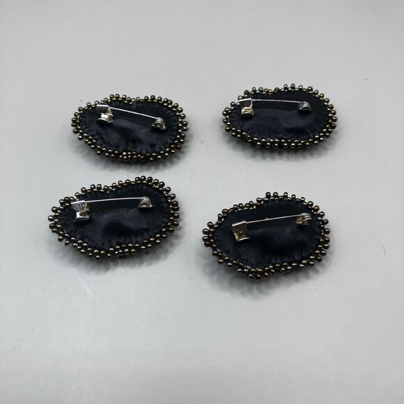 Cabochon Beaded Brooch Pins Lot of 4 Pink Gold Tone Embellished Bohemian - Picture 4 of 5